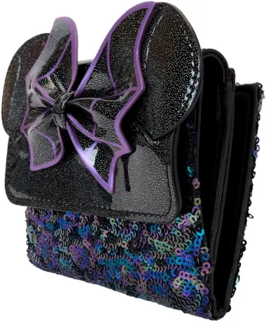 Portefeuille à rabat Minnie Mouse Toile d&#039;araignée Sequin Loungefly