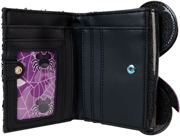 Portefeuille à rabat Minnie Mouse Toile d&#039;araignée Sequin Loungefly