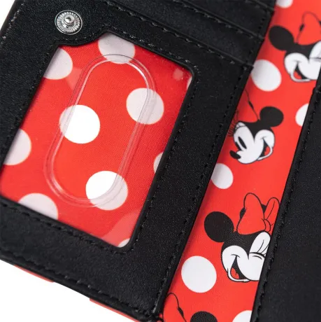 Portefeuille à rabat Rouge Minnie Mouse à Pois Impression Intégrale Loungefly