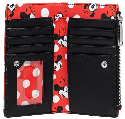 Portefeuille à rabat Rouge Minnie Mouse à Pois Impression Intégrale Loungefly