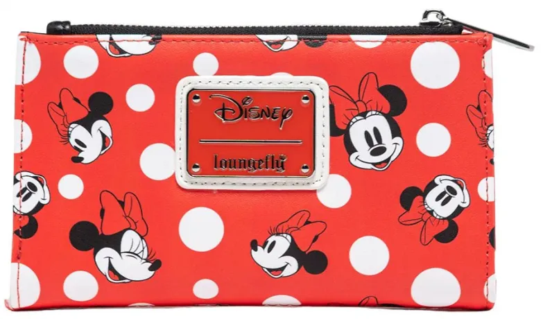 Portefeuille à rabat Rouge Minnie Mouse à Pois Impression Intégrale Loungefly