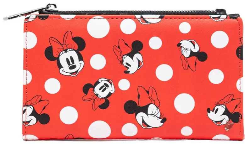 Portefeuille à rabat Rouge Minnie Mouse à Pois Impression Intégrale Loungefly