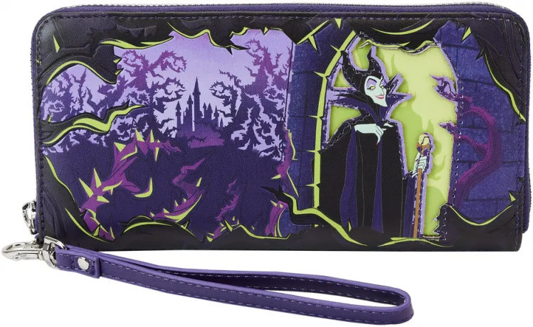 Portefeuille zippé avec Bracelet Maléfique Fenêtre Glow Loungefly