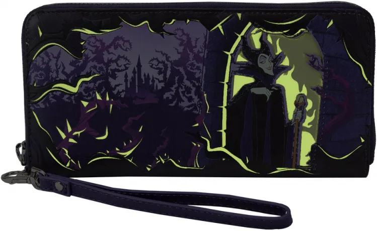 Portefeuille zippé avec Bracelet Maléfique Fenêtre Glow Loungefly