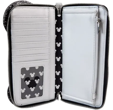 Portefeuille zippé avec Bracelet Minnie Mouse Bonne Année Paillettes Noires Loungefly