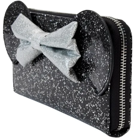 Portefeuille zippé avec Bracelet Minnie Mouse Bonne Année Paillettes Noires Loungefly