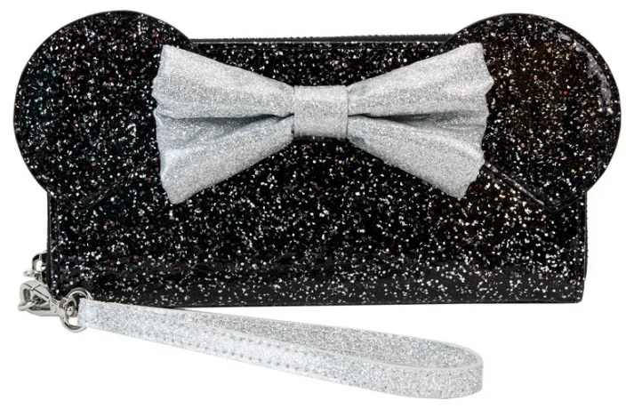 Portefeuille zippé avec Bracelet Minnie Mouse Bonne Année Paillettes Noires Loungefly