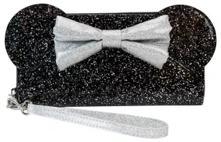 Portefeuille zippé avec Bracelet Minnie Mouse Bonne Année Paillettes Noires Loungefly