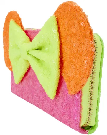 Portefeuille zippé avec Bracelet Minnie Mouse Neon Sequin Loungefly