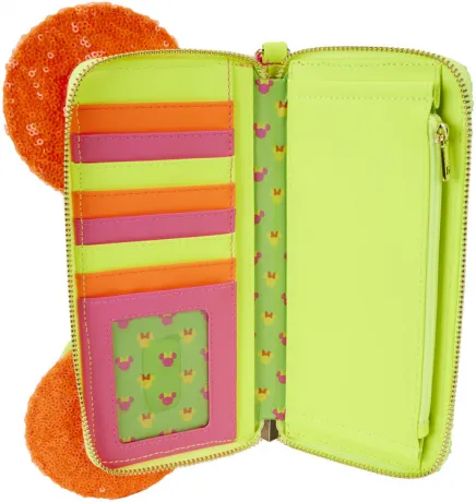 Portefeuille zippé avec Bracelet Minnie Mouse Neon Sequin Loungefly