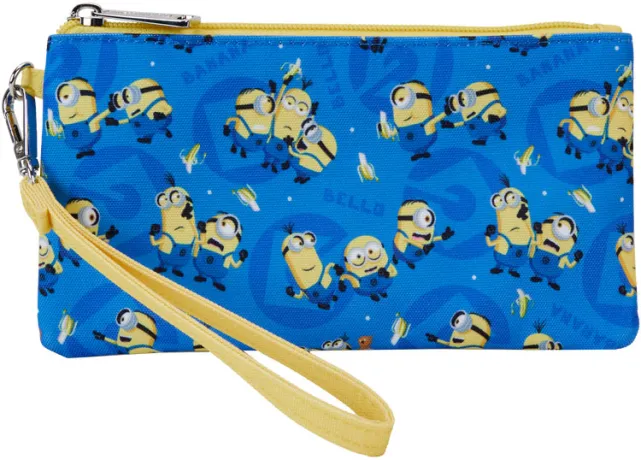 Portefeuille zippé avec Bracelet Moi, Moche et Méchant Impression Intégrale Loungefly