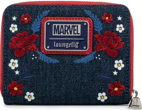 Portefeuille zippé Captain America Bouclier Fleuri 80ème Anniversaire Loungefly