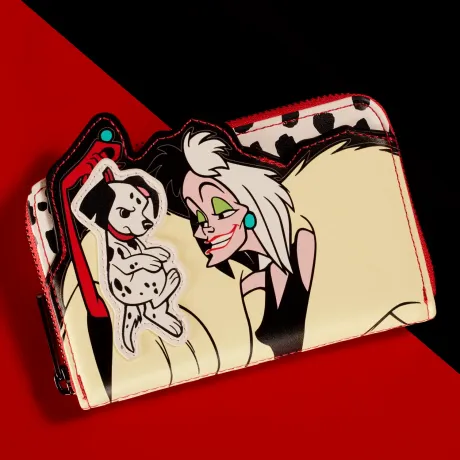 Portefeuille zippé Cruella d&#039;Enfer Villains Scène Loungefly