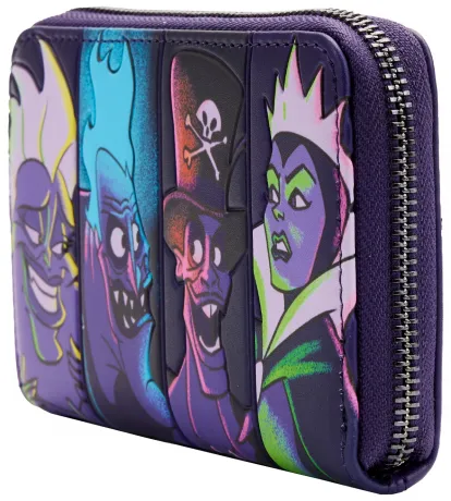 Portefeuille zippé Disney Villains dans le noir Loungefly