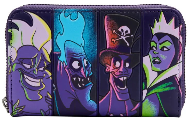 Portefeuille zippé Disney Villains dans le noir Loungefly