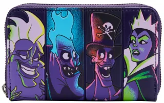 Portefeuille zippé Disney Villains dans le noir Loungefly