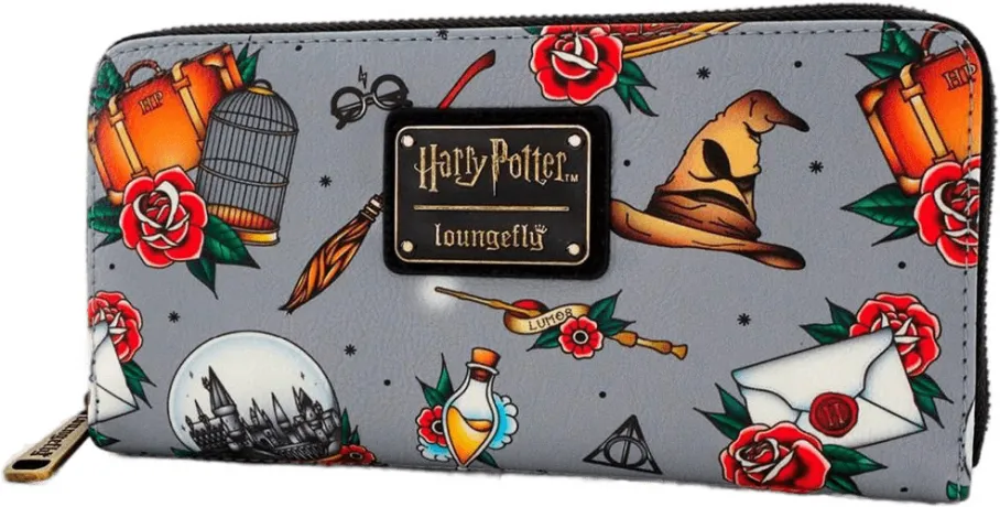 Portefeuille zippé Tatouages Reliques Impression Intégrale Loungefly