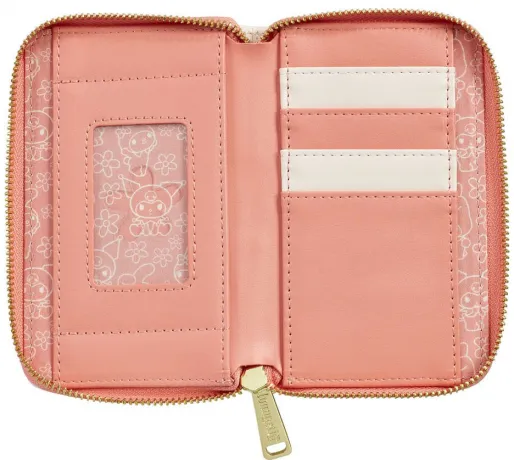 Portefeuille zippé Kuromi et My Melody Crânes et Fleurs Loungefly