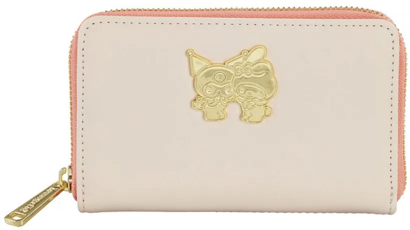 Portefeuille zippé Kuromi et My Melody Crânes et Fleurs Loungefly