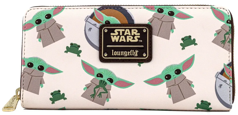 Portefeuille zippé Le Mandalorien Bébé Yoda Impression Intégrale Loungefly