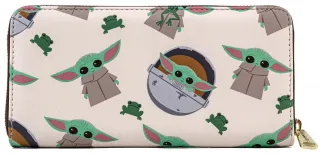 Portefeuille zippé Le Mandalorien Bébé Yoda Impression Intégrale Loungefly