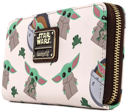 Portefeuille zippé Le Mandalorien Bébé Yoda Impression Intégrale Loungefly