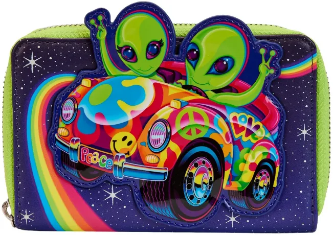 Portefeuille zippé Lisa Frank Tour Extraterrestre Cosmique Glow Loungefly