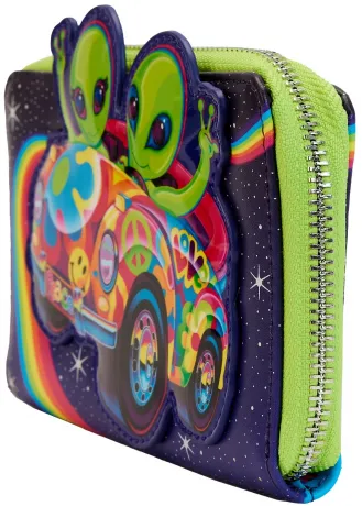 Portefeuille zippé Lisa Frank Tour Extraterrestre Cosmique Glow Loungefly