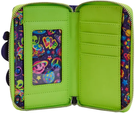 Portefeuille zippé Lisa Frank Tour Extraterrestre Cosmique Glow Loungefly