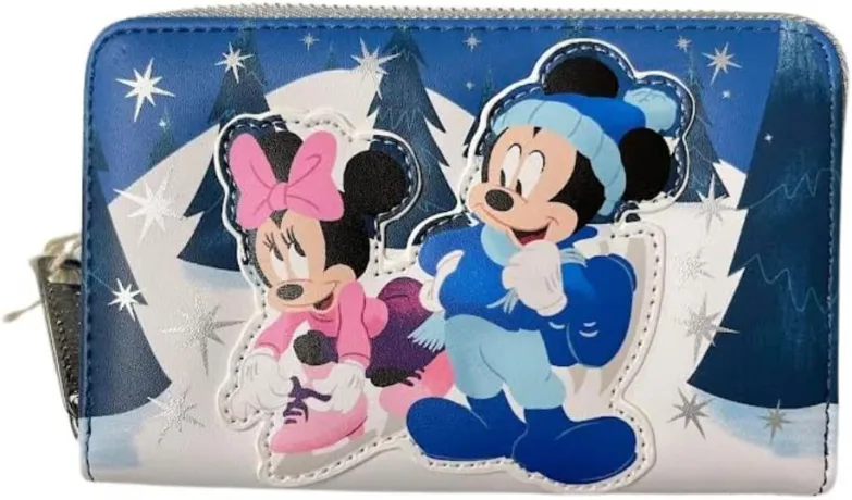 Portefeuille zippé Mickey et Minnie Mouse patinent sur la glace Loungefly