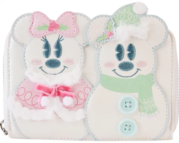 Portefeuille zippé Mickey &amp; Minnie Bonhomme de neige Pastel Loungefly