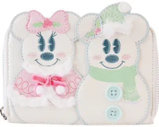 Portefeuille zippé Mickey &amp; Minnie Bonhomme de neige Pastel Loungefly