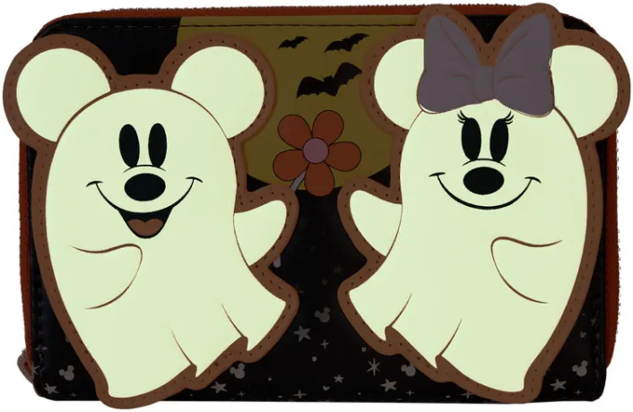 Portefeuille zippé Mickey &amp; Minnie Floral Fantôme Glow Loungefly
