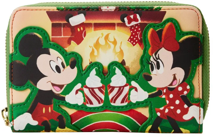 Portefeuille zippé Mickey et Minnie Mouse Cheminée et Chocolat Chaud Loungefly