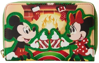 Portefeuille zippé Mickey et Minnie Mouse Cheminée et Chocolat Chaud Loungefly