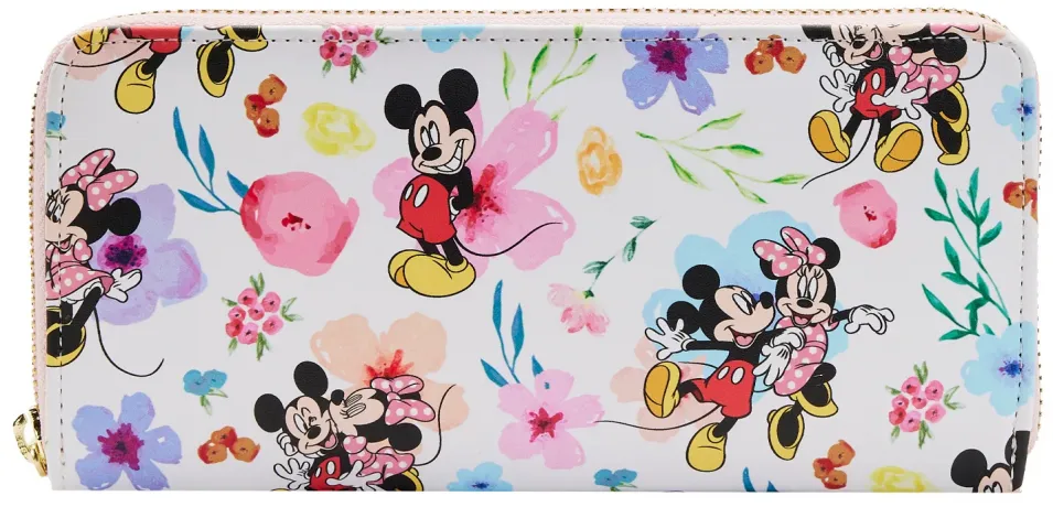 Portefeuille zippé Mickey &amp; Minnie Mouse Floral Loungefly
