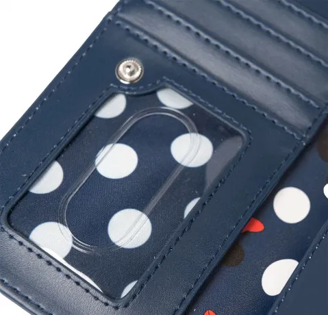 Portefeuille à rabat Bleu Minnie Mouse à Pois Impression Intégrale Loungefly