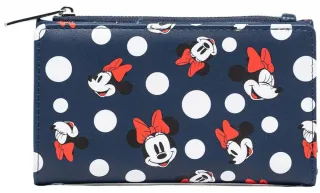 Portefeuille à rabat Bleu Minnie Mouse à Pois Impression Intégrale Loungefly