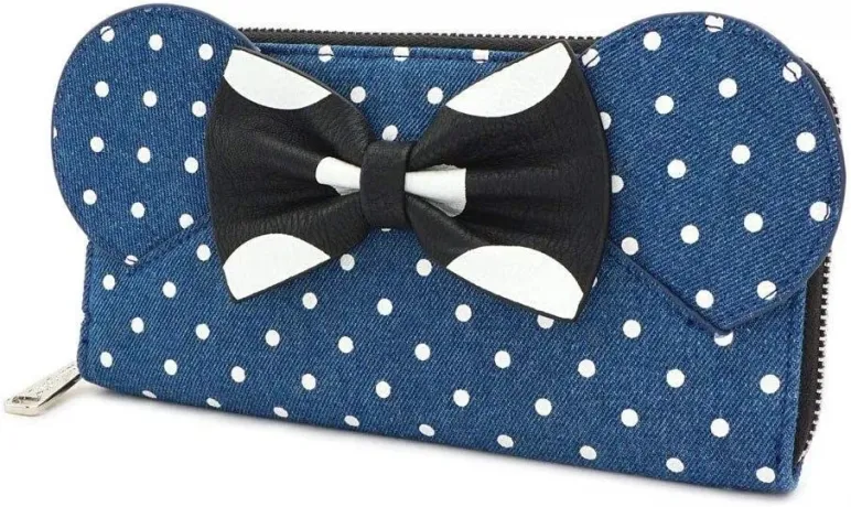 Portefeuille zippé Minnie Mouse Denim Polka à Pois Loungefly