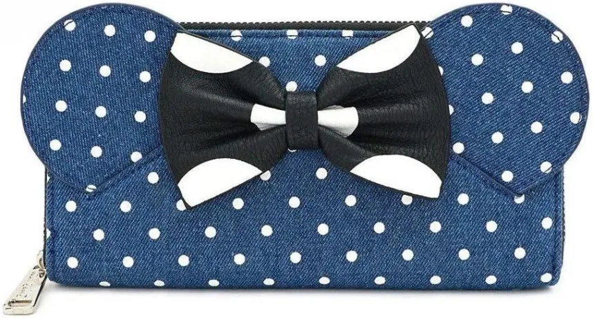 Portefeuille zippé Minnie Mouse Denim Polka à Pois Loungefly