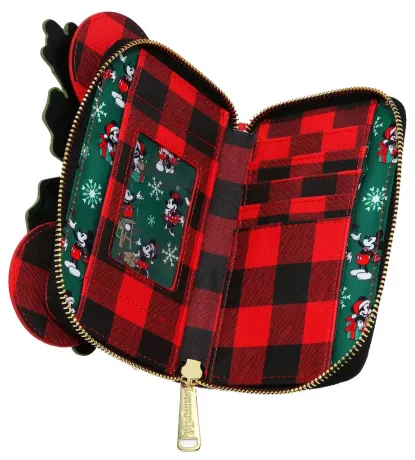 Portefeuille zippé Minnie Mouse Plaid Noël Loungefly