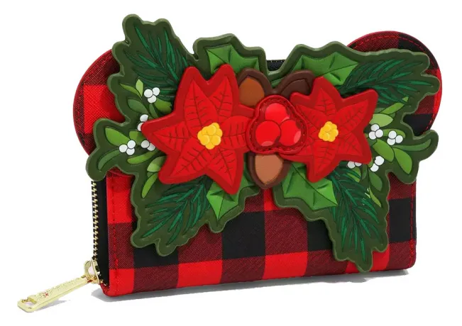 Portefeuille zippé Minnie Mouse Plaid Noël Loungefly