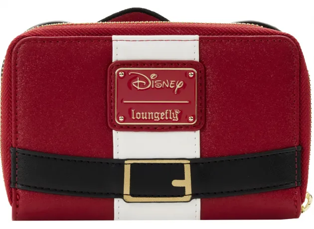 Portefeuille zippé pailleté Mickey Mouse Père Noël Cosplay Loungefly
