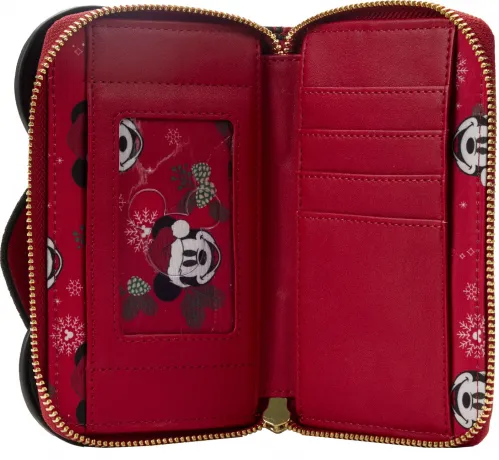 Portefeuille zippé pailleté Mickey Mouse Père Noël Cosplay Loungefly