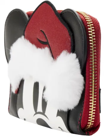 Portefeuille zippé pailleté Mickey Mouse Père Noël Cosplay Loungefly
