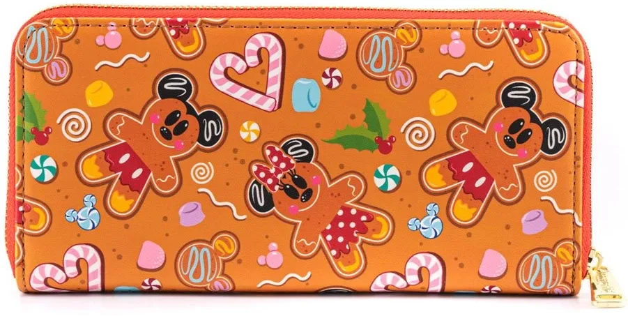 Portefeuille zippé Pain d&#039;épices Mickey et Minnie Loungefly
