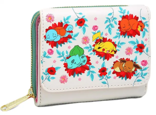 Portefeuille zippé Pokémon dorment sur des fleurs Loungefly