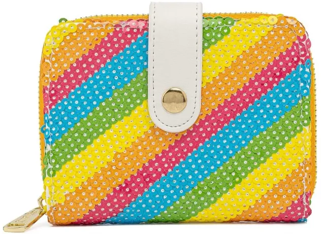 Portefeuille zippé Minnie Mouse Arc-en-ciel Sequin Loungefly
