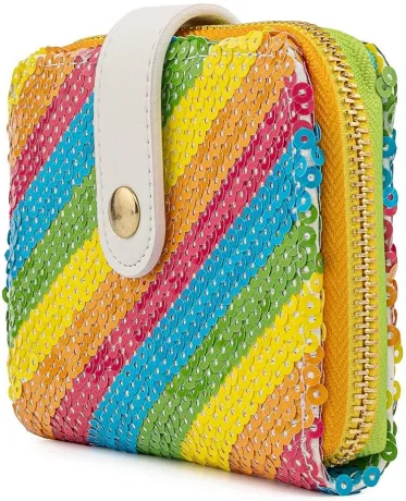 Portefeuille zippé Minnie Mouse Arc-en-ciel Sequin Loungefly