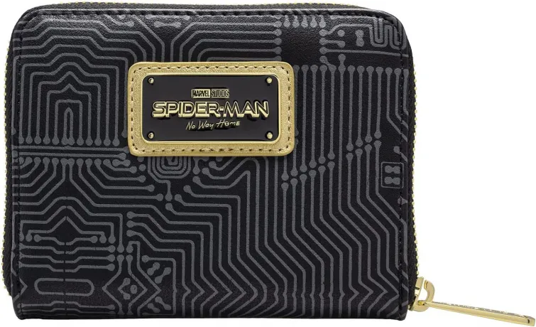 Portefeuille zippé Spiderman Costume Noir et Or Cosplay Loungefly